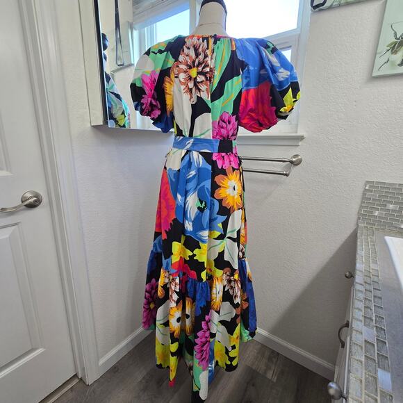 Christopher John Rogers Floral Puff Sleeve Maxi Dress Boho Whimsical Cottage S - Picture 2 of 11